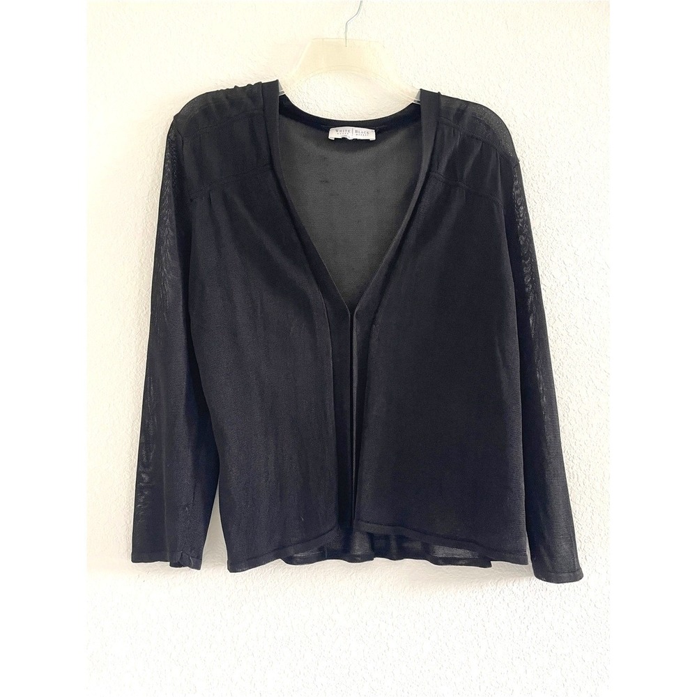 White House Black Market Black Fishnet Sheer Open Blazer Casual Edgy Layer‎ S